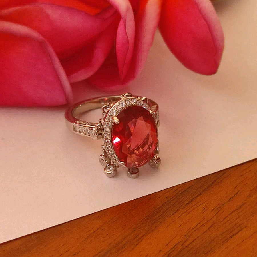 Pink Tourmaline CZ Ring